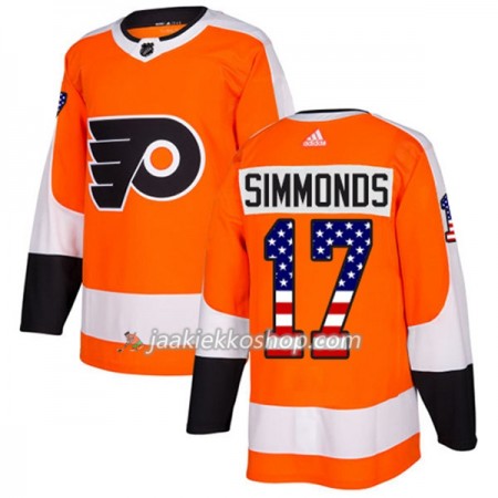 Miehille NHL Philadelphia Flyers Pelipaita Wayne Simmonds 17 Adidas 2017-2018 Oranssi USA Flag Fashion Authentic